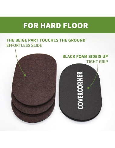 Deslizadores de Muebles 4 PCS COVERCORNER 24.1 cm Fieltro