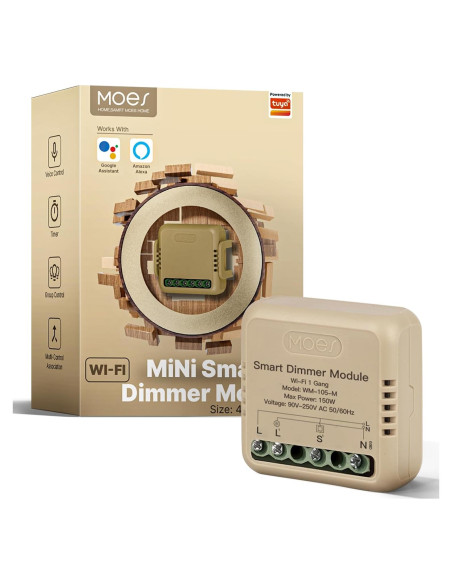 Relé Inteligente WiFi Regulable MOES 1 Gang Control Remoto