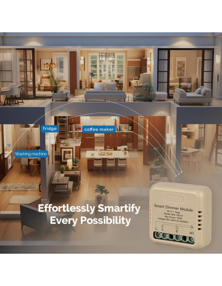 Relé Inteligente WiFi Regulable MOES 1 Gang Control Remoto