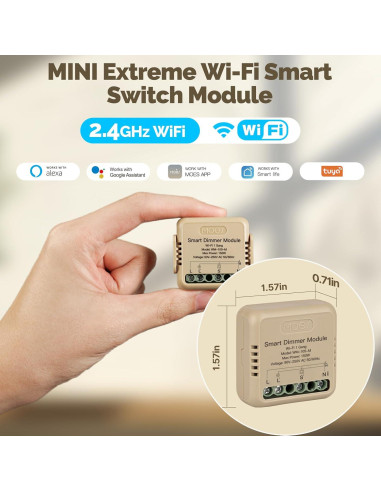 Relé Inteligente WiFi Regulable MOES 1 Gang Control Remoto