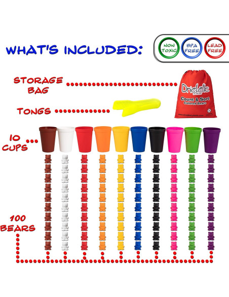 Osos de Conteo Coloridos Driddle - 100 Piezas - Juguete Educativo