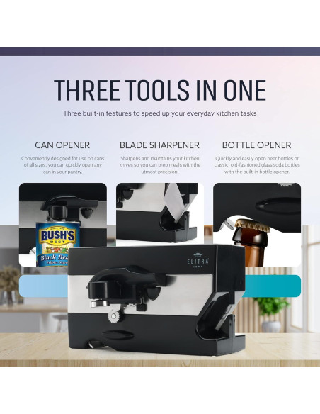 Abridor de Latas Eléctrico ELITRA HOME Bajo Gabinete Negro