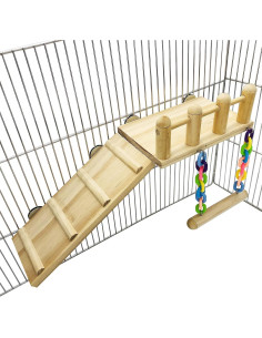 Soporte de Juegos para Aves CAREUPET con Escalera y Columpio 2