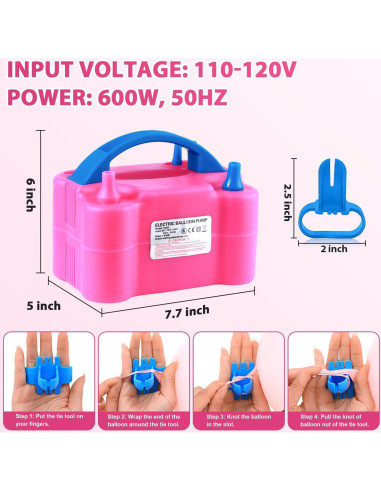 Bomba de globo eléctrica Party Zealot con 135 clips y boquillas