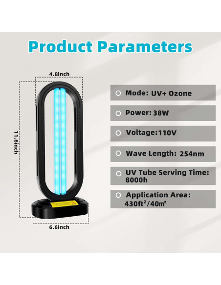 Desinfectante de Luz UV Feefir Portátil con Control Remoto 38W