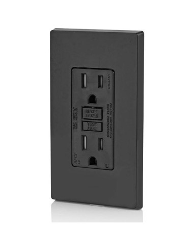 Enchufe AFCI Leviton 15A Negro con Luz LED y Autotest
