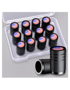 12 Tapones de Válvula de Neumático Muzioiernsu Aluminio Negro