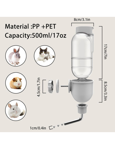Botella de Agua para Mascotas TOKAYIFE 502ml Gris