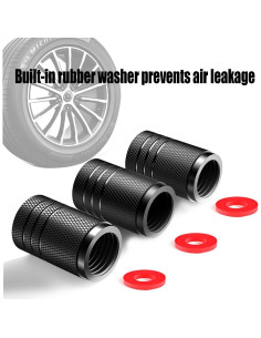 12 Tapones de Válvula de Neumático Muzioiernsu Aluminio Negro 2