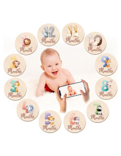 Tarjetas de Hitos Mensuales para Bebés Bettsparks - Animales