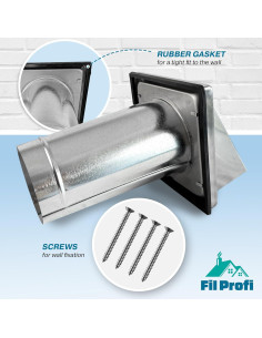 Cubierta de Ventilación de Pared FILPROFI 10.16 cm Acero Inoxidable 2