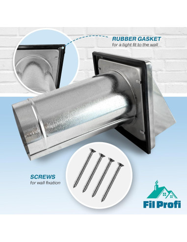 Cubierta de Ventilación de Pared FILPROFI 10.16 cm Acero Inoxidable