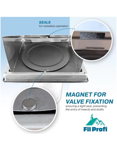 Cubierta de Ventilación de Pared FILPROFI 10.16 cm Acero Inoxidable