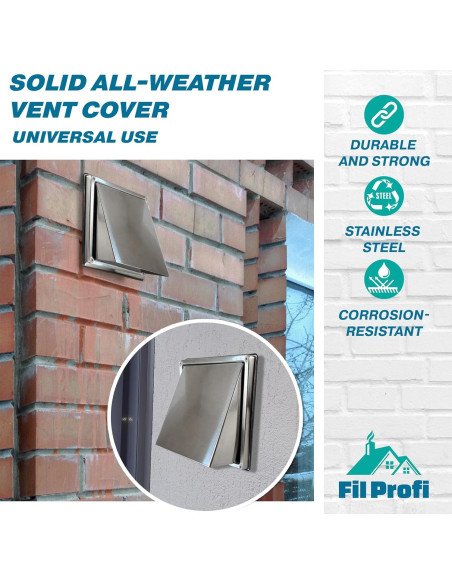 Cubierta de Ventilación de Pared FILPROFI 10.16 cm Acero Inoxidable