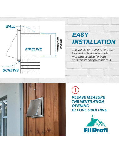 Cubierta de Ventilación de Pared FILPROFI 10.16 cm Acero Inoxidable