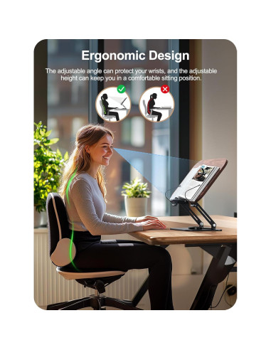 Soporte para Libros MOKURU Ajustable 360 Plegable Negro