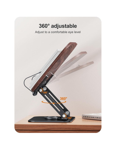 Soporte para Libros MOKURU Ajustable 360 Plegable Negro