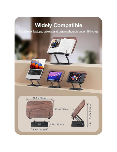 Soporte para Libros MOKURU Ajustable 360 Plegable Negro