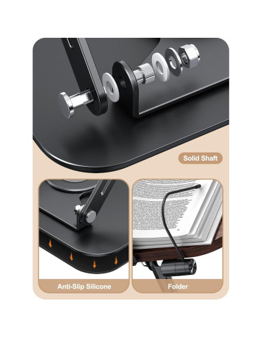 Soporte para Libros MOKURU Ajustable 360 Plegable Negro