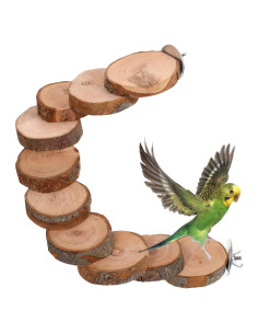 Escalera de Madera Natural Balacoo para Aves y Hámsters - 10 Pasos