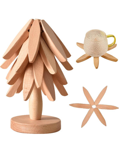 Juego de Trivetes de Madera de Haya QIYLQE - 4 Piezas
