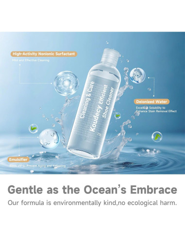 Kit de Limpieza de Zapatos Koudecy - 300ml, Cepillos y Toalla