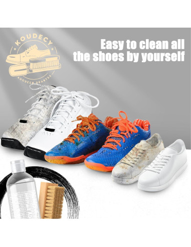 Kit de Limpieza de Zapatos Koudecy - 300ml, Cepillos y Toalla