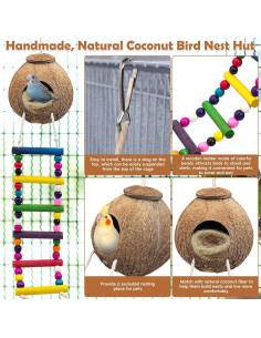 Nido de Pájaro de Coco PINVNBY con Escalera y Columpio 2