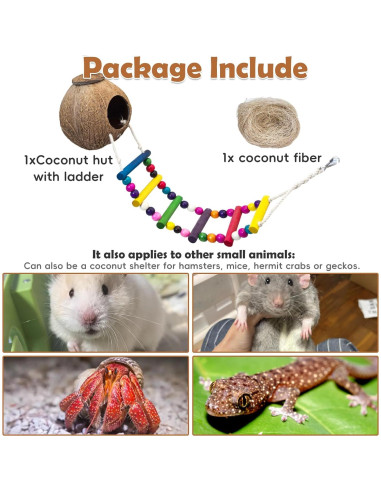 Nido de Pájaro de Coco PINVNBY con Escalera y Columpio