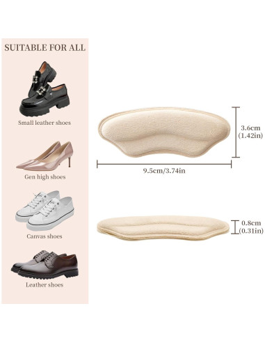 4 Pares Almohadillas Talón QIUTIMIY para Zapatos Grandes