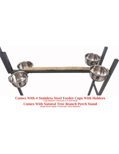 Soporte de Juego para Aves Loro Mcage 166 cm con Escalera y Cuencos
