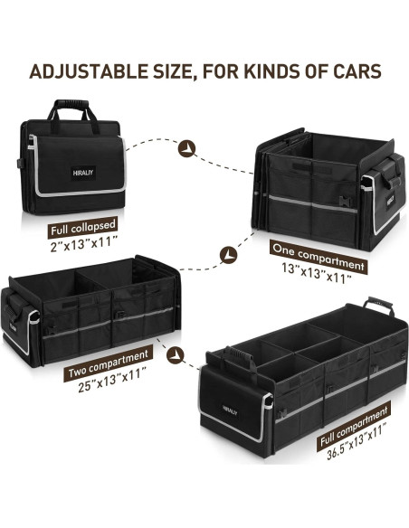 Organizador de Maletero HIRALIY 4 en 1 Plegable con Bolsa Térmica