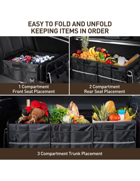 Organizador de Maletero HIRALIY 4 en 1 Plegable con Bolsa Térmica