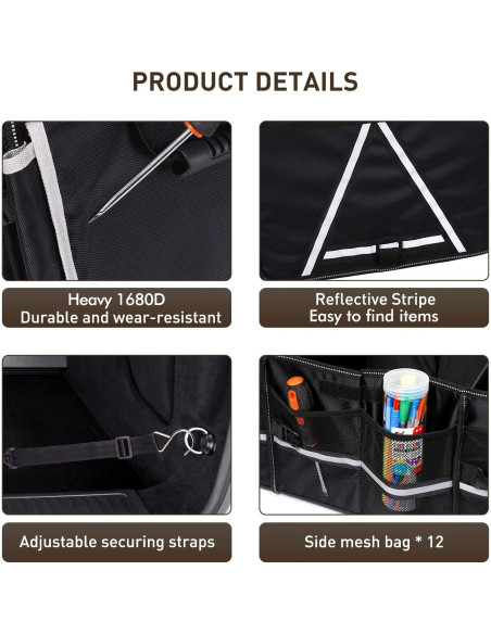 Organizador de Maletero HIRALIY 4 en 1 Plegable con Bolsa Térmica