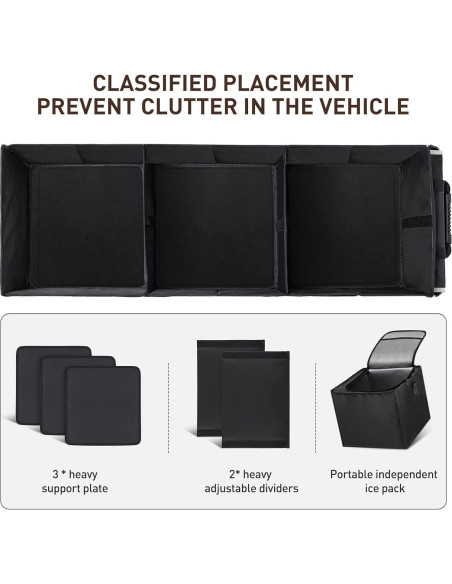 Organizador de Maletero HIRALIY 4 en 1 Plegable con Bolsa Térmica