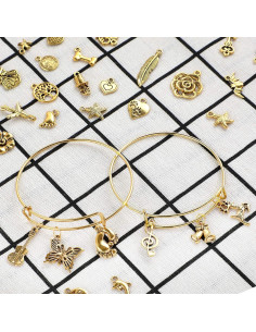 Kit de Pulseras DIY UPINS 30 Pcs Doradas con Encantos 2