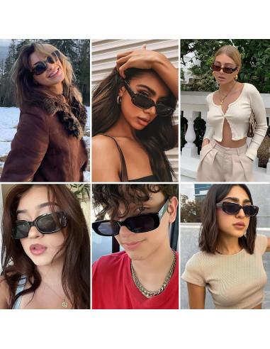 Gafas de Sol Retro Tskestvy UV400 Cuadradas para Mujeres