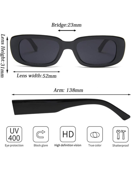 Gafas de Sol Retro Tskestvy UV400 Cuadradas para Mujeres