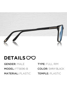 Marco de Gafas Tom Ford FT5696-B Negro Brillante + Kit de Limpieza 2