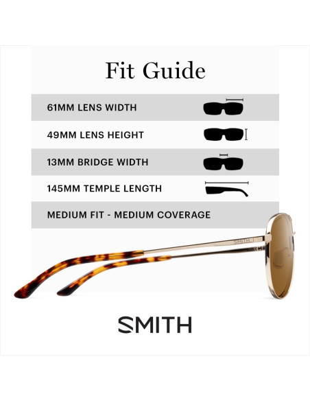 Gafas de sol aviador SMITH Langley 2 acero inoxidable dorado