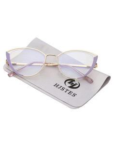 Gafas de Luz Azul HJSTES Ojo de Gato Metal Púrpura
