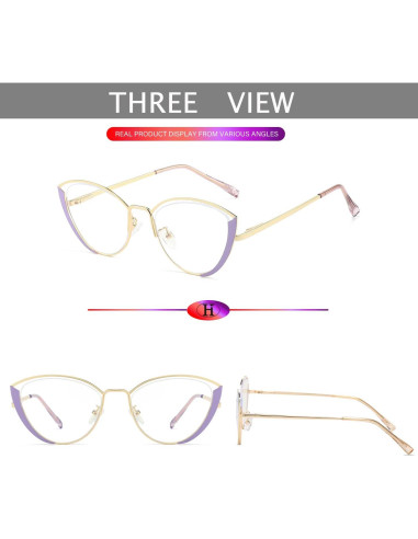 Gafas de Luz Azul HJSTES Ojo de Gato Metal Púrpura