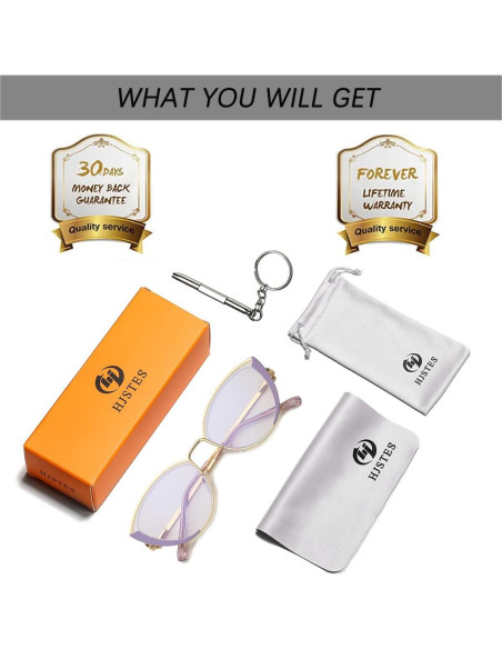 Gafas de Luz Azul HJSTES Ojo de Gato Metal Púrpura