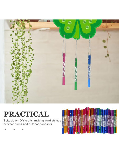 100 Tubos de Campana de Viento Aluminio DOITOOL 8cm Color Mezclado