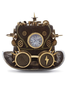 Sombrero de copa steampunk dorado Attitude Studio con gafas