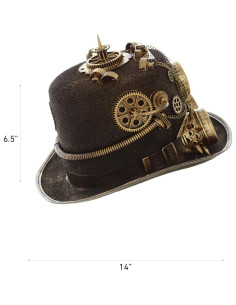 Sombrero de copa steampunk dorado Attitude Studio con gafas 2