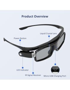 Gafas 3D DLP Link NexiGo DLP-L01 Recargables 2 Pack 2