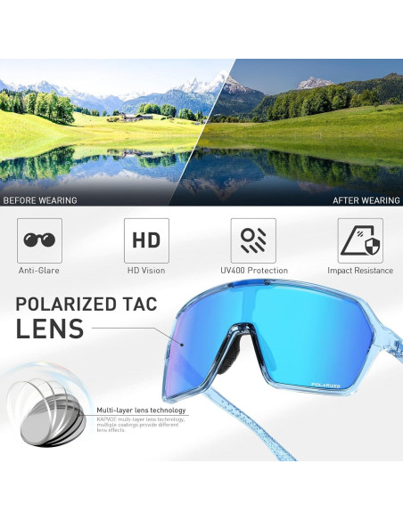 Gafas de Ciclismo Polarizadas KAPVOE K335 UV400 Ajustables