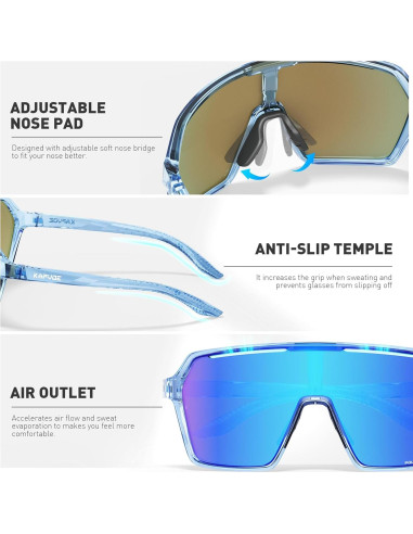 Gafas de Ciclismo Polarizadas KAPVOE K335 UV400 Ajustables