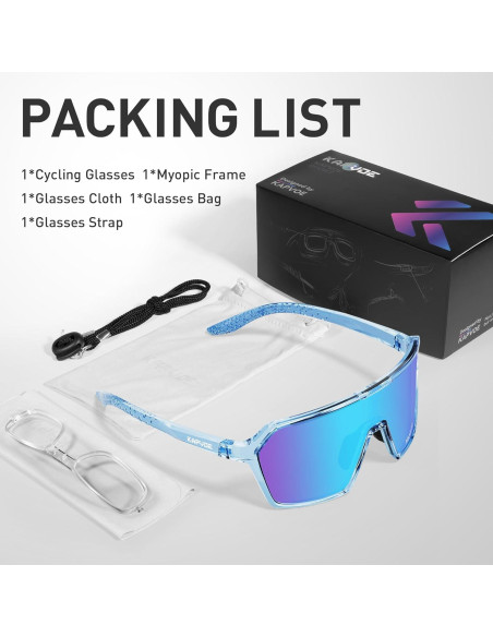 Gafas de Ciclismo Polarizadas KAPVOE K335 UV400 Ajustables
